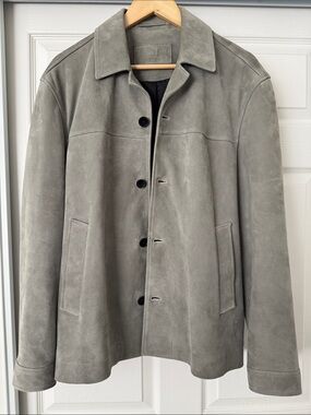 Mr. P Suede Goat Skin Jacket in Light Gray